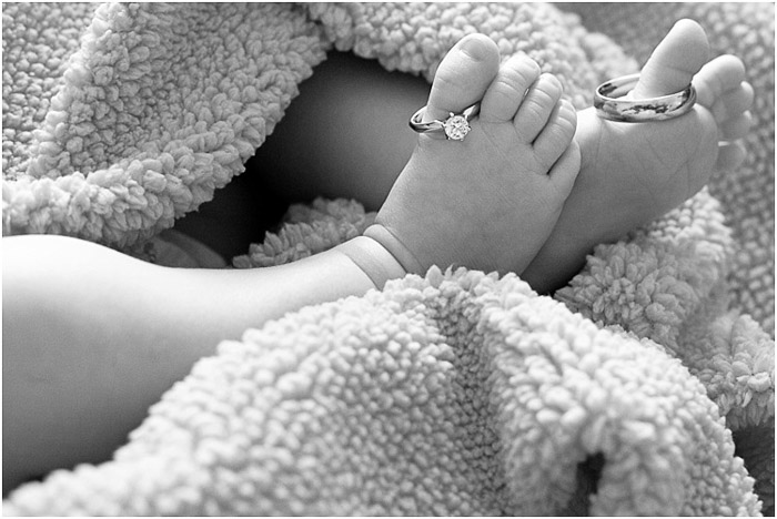 Close up newborn portrait in black and white