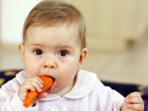 Ребенок грызет морковку