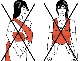 Нельзя носить ребенка в слинге лицом вперед