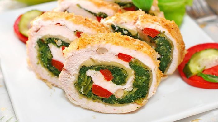 Куриные рулетики со шпинатом